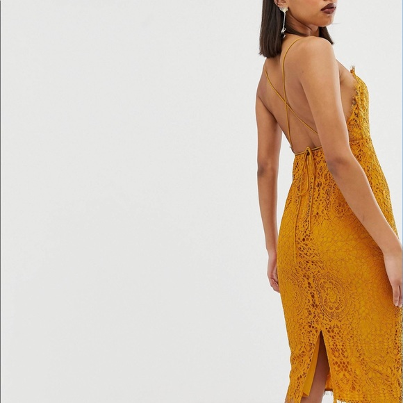 square neck midi pencil dress In lace - Picture 5 of 10